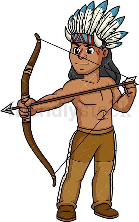 Native American Indian Archer Cartoon Clipart Vector Friendlystock