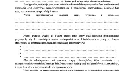 Podanie o podwyżkę wzór pisma