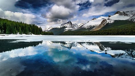 Nature Lake Mountain Trees Reflection Canada