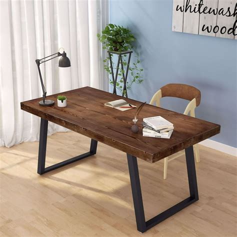 Tribesign Solid Wood Computer Desk Industrial Rustic Office Desk With