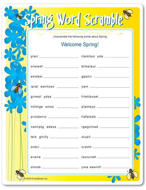 Create your own free printable bingo cards, word searches, sudoku, mazes, word wheels, word scramble and more. Printable Spring Word Scramble | Spring words, Team ...