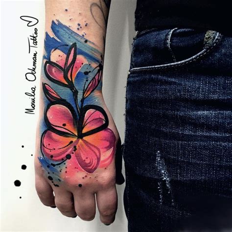 Różowy tatuaż akwarelowy MONIKA OCHMAN TATTOO Tatuagem colorida Tatoo Tatuagens