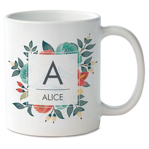 Floral Initial And Name Novelty Mug Colorful Images