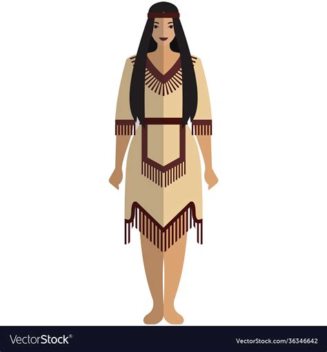 Indian American Native Woman Isolated Royalty Free Vector