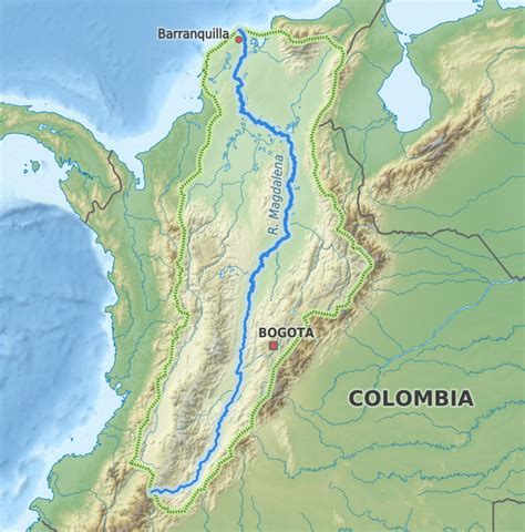 Map Of The Magdalena River Watershed Colombia From Barrancas Nuevas