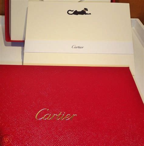 Cartier Stationery Note Cards Panther Gold Black Box Of 10 Cards