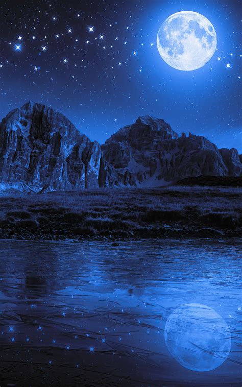 800x1280 Night Beach Moon Stars Landscape Mountains Nexus 7samsung