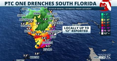 ptc one dropped nearly a foot of rain over south florida widespread flooding continues