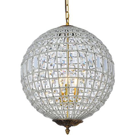 Elegant Lighting D Olivia Wide Light Crystal Globe Pendant