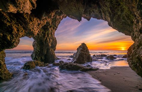 Malibu Beach Sunset Sony A7r2 Red Orange Clouds Sea Cave Flickr