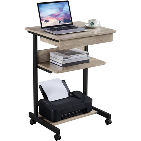 Yaheetech Mobile Computer Desk Cart Rolling Laptop Desk Pc Table