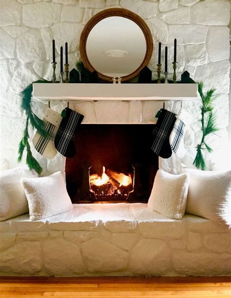 I love using chalk paint to paint furniture, and just about anything. An update on our painted stone fireplace | Most Lovely Things