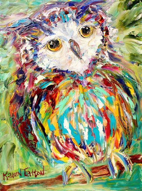 Owl Painting Original Oil On Canvas Palette Knife By Karensfineart Oil