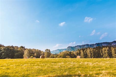 Blue Clouds Country Countryside Daylight Farm Field Grass