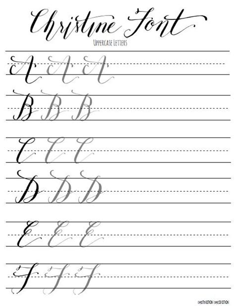 Modern Calligraphy Practice Worksheets Uppercase Letters ... *please note that tpk printable calligraphy worksheets are available for personal use only.