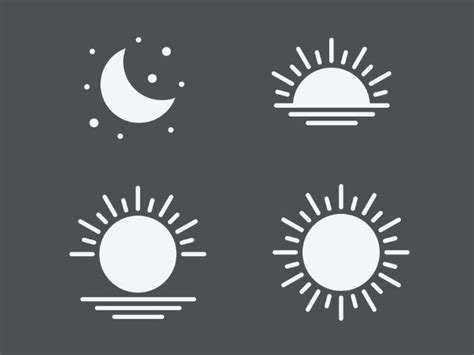 Parts Of The Day Morning Afternoon Noon Sunset And Night Icons