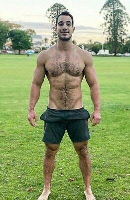 Shirtless Male Muscular Physique Beefcake Hunks Bare Feet Men Photo X