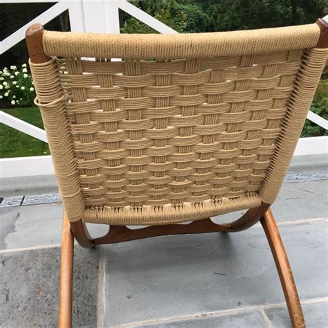 Seat material is not fade resistant. Vintage Danish Modern Rope Folding Chairs - A Pair | Chairish