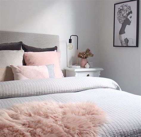 White hotel bedroom interior with pink, gray and gold accents such as a mirror, armchair or table. Adorabliss Mas Room Inspiration Pinterest Marvellous Grey Black White And Pink Bedroom ...
