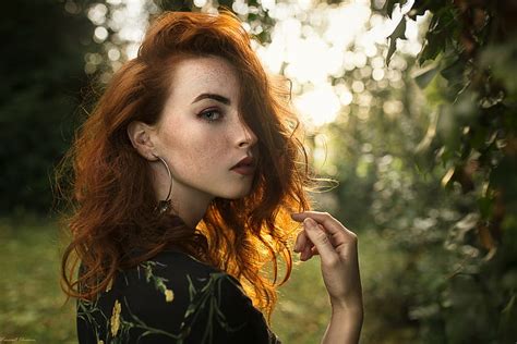 HD Wallpaper Women Portrait Face Redhead Depth Of Field Women