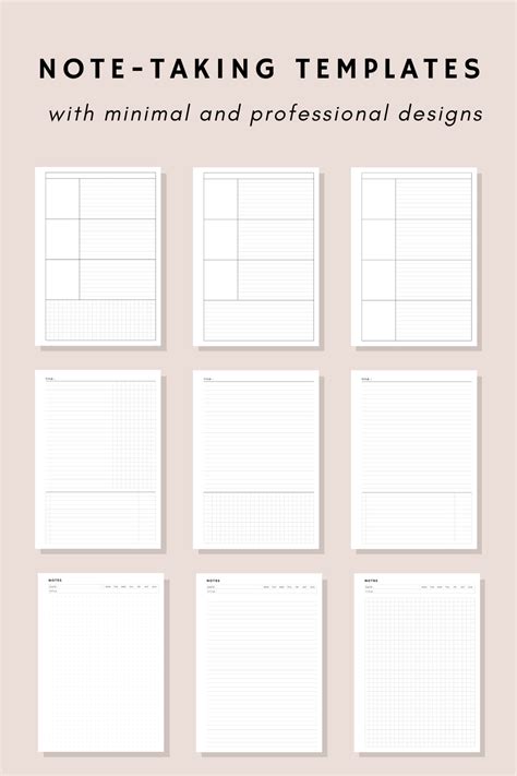 Printable Note Taking Templates For Work And Professional Planners