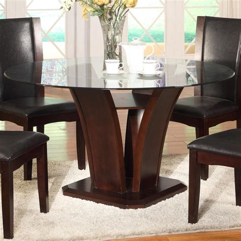 We also offer various material including, wood, fabric and leather. Crown Mark Camelia Espresso Round Glass Top Dining Table ...