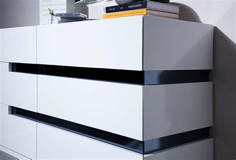 Contemporary White Glossy Dresser With Black Stripes Shop Modern