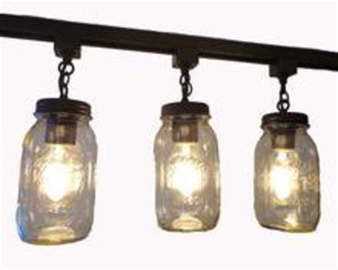 Mason Jar Track Lighting Chain Trio New Quarts Flush Mount Etsy