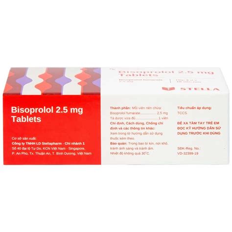 Thuốc Bisoprolol 25mg Stella Hỗ Trợ điều Trị Tăng Huyết áp đau Thắt