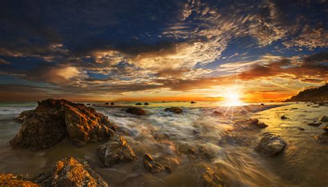 Nature Usa Sea Beach Sky Landscape Sunrise Sunset Coast Stones