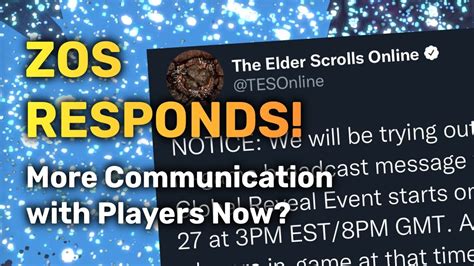 zos responds on communication with eso players 👀 the elder scrolls online youtube