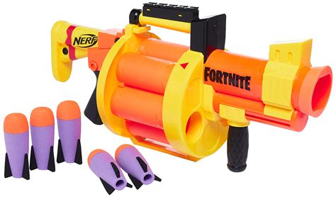 Nerf Fortnite Gl Rocket Firing Blaster 6 Rocket Drum Pump To Fire Includes 6 Official Nerf