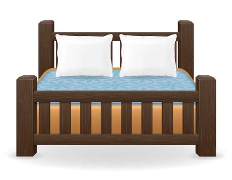 Premium Vector Double Bed Furniture Vector Illustration