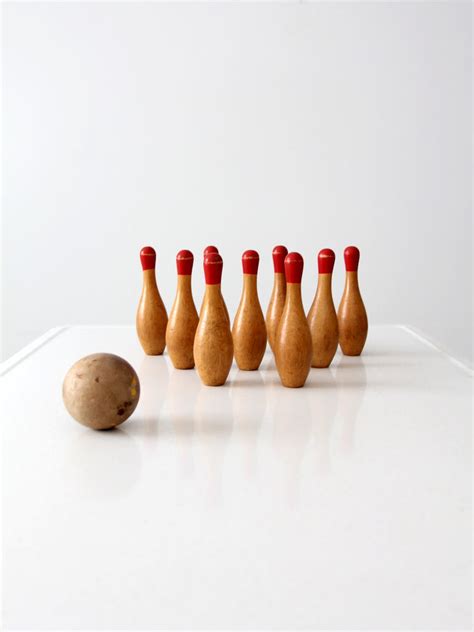 Antique Tabletop Bowling Game Set 86 Vintage