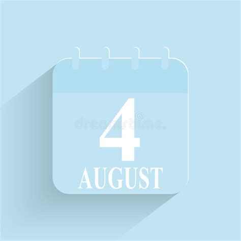 Agust 4 Daily Calendar Icon Date And Time Day Month Holiday Flat