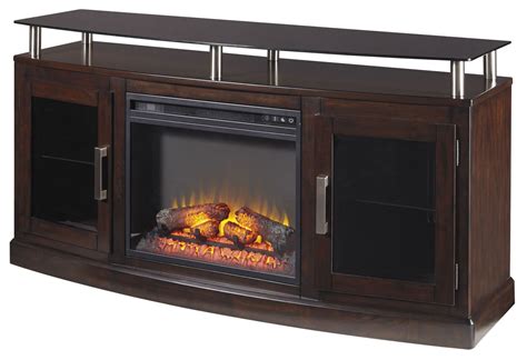 Chanceen Dark Brown Medium Tv Stand With Fireplace Insert From Ashley