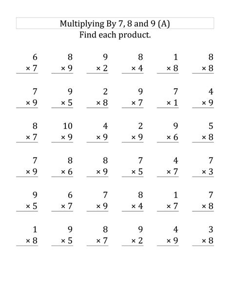 Multiplication For Third Grade Worksheet