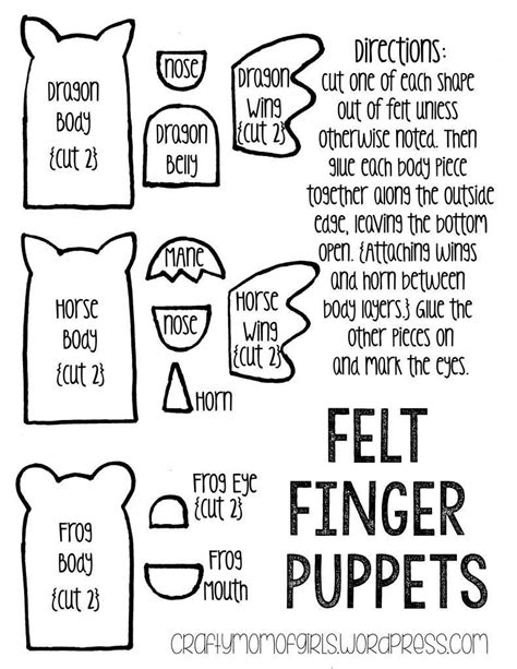 Felt Finger Puppets Free Printable Template Finger Puppet Patterns