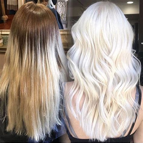 This deep brown shade is subtle and sweet and looks even better with some caramel or golden brown highlights. 🌬 ️⛄️🌬 ️⛄️🌬 Going, going, PLATINUM. Amazing color ...