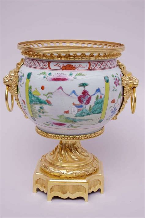 18th Century Canton Porcelain Cup Mounted In Gilt Bronze 19th Century