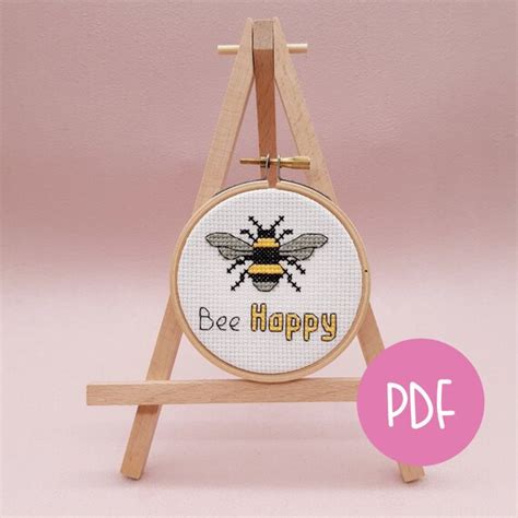 Bee Happy Cross Stitch Pattern Printable Pdf Download For A Etsy