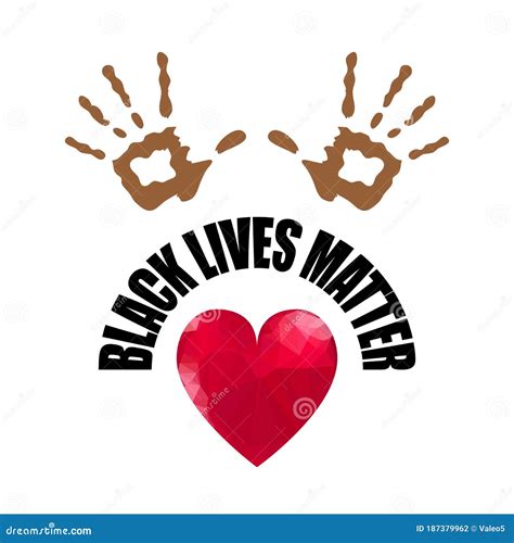 Black Lives Matter Banner with Red Heart for Protest on White