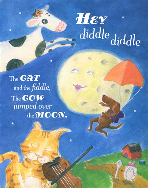 Hey Diddle Diddle Cat Fiddle Nursery Rhyme Nursery Art Childrens