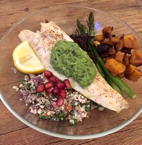 Pan Fried Sea Bass With Minted Pea Puree Emma Eats And Explores