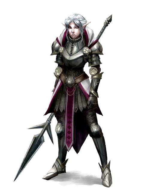 Female Elf Polearm Fighter Knight Armor Pathfinder Pfrpg Dnd Dandd D20