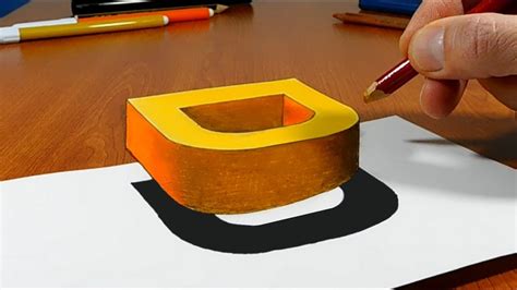 Try To Do 3D Trick Art On Paper Floating Letter D YouTube
