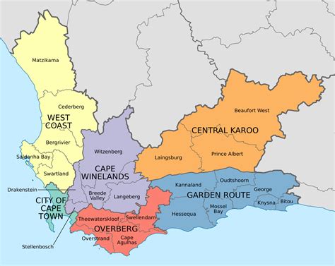 List Of Municipalities In The Western Cape Wikipedia