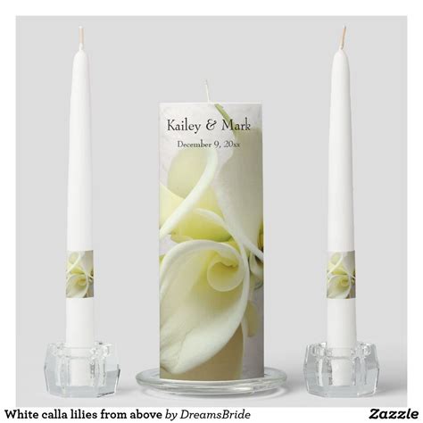 White Calla Lilies From Above Unity Candle Set Zazzle Unity Candle