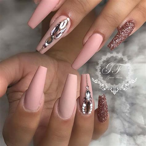 23 Baby Pink Rose Gold Glitter Nails Omnivorvora