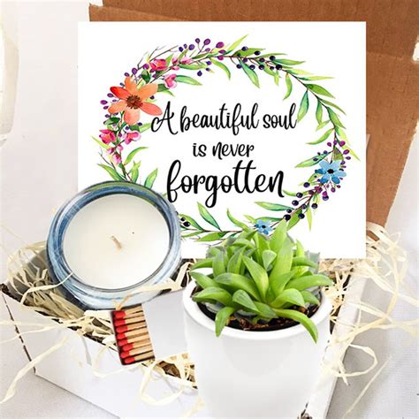 A Beautiful Soul Is Never Forgotten Succulent And Candle Gift Box Grief